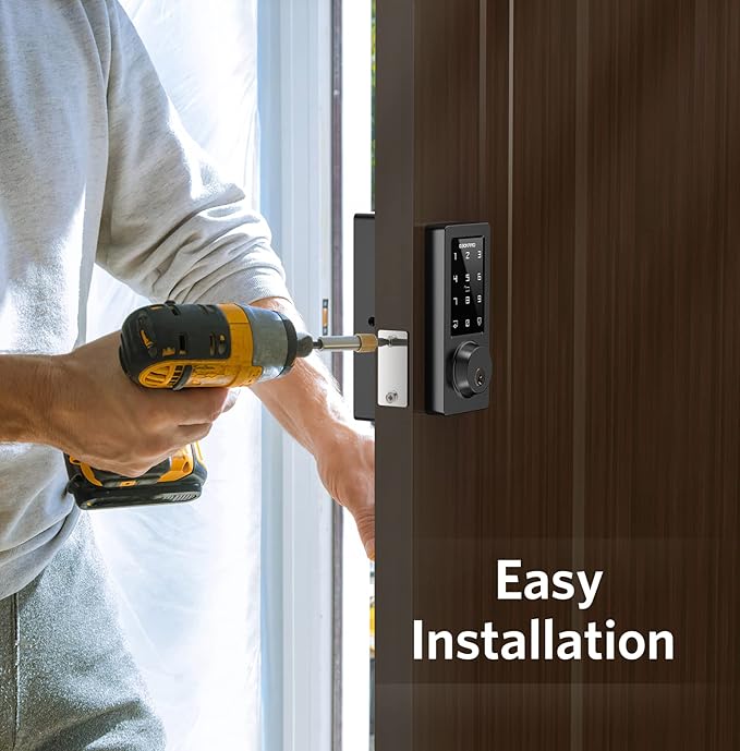 Keyless Entry Door Lock, Smart Deadbolt Lock with Bluetooth App, Electronic Keypad, IC Card, Keys, Security Waterproof Easy Install Ideal for Home, Apartment, Office, Hotel