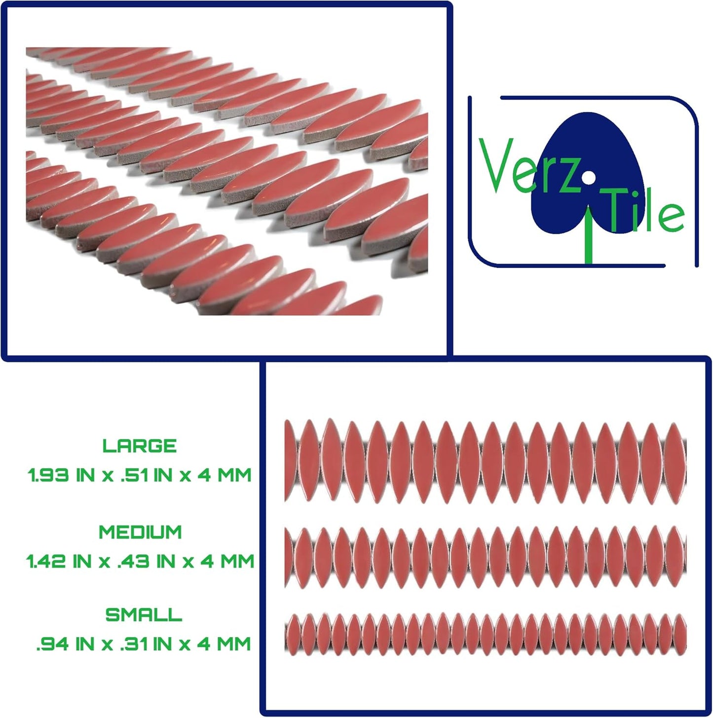 VerzTile Mosaic Tiles for Crafts - Petal Shaped Ceramic Tile Craft Hobbies & Art Projects 39 Color Options Endless Creativity DIY Design (Pink)