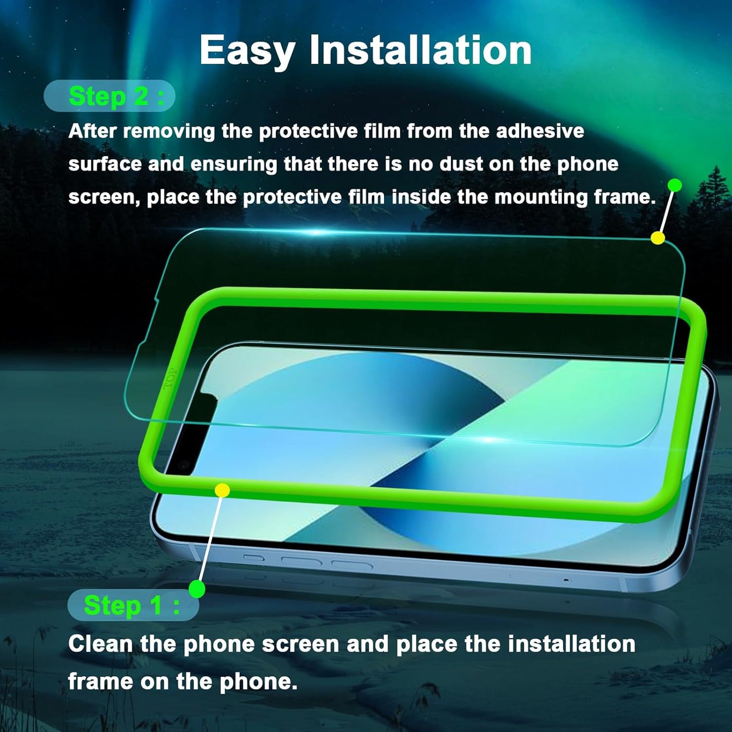 Blue Light Screen Protector for iPhone 13 mini (5.4-inch), Eye Protection,Tempered Glass Film, Scratch-Resistant, No Bubble with Easy Installation Kit, 2 Pack