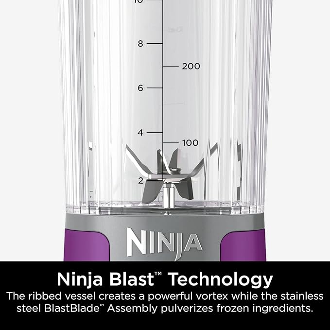 Ninja Blast 16 oz. Personal Portable Blender with Leak Proof Lid and Easy Sip Spout, Perfect for Smoothies, Cordless, USB-C Rechargeable, Dishwasher Safe Parts (Renewed) (Passion Fruit Purple)