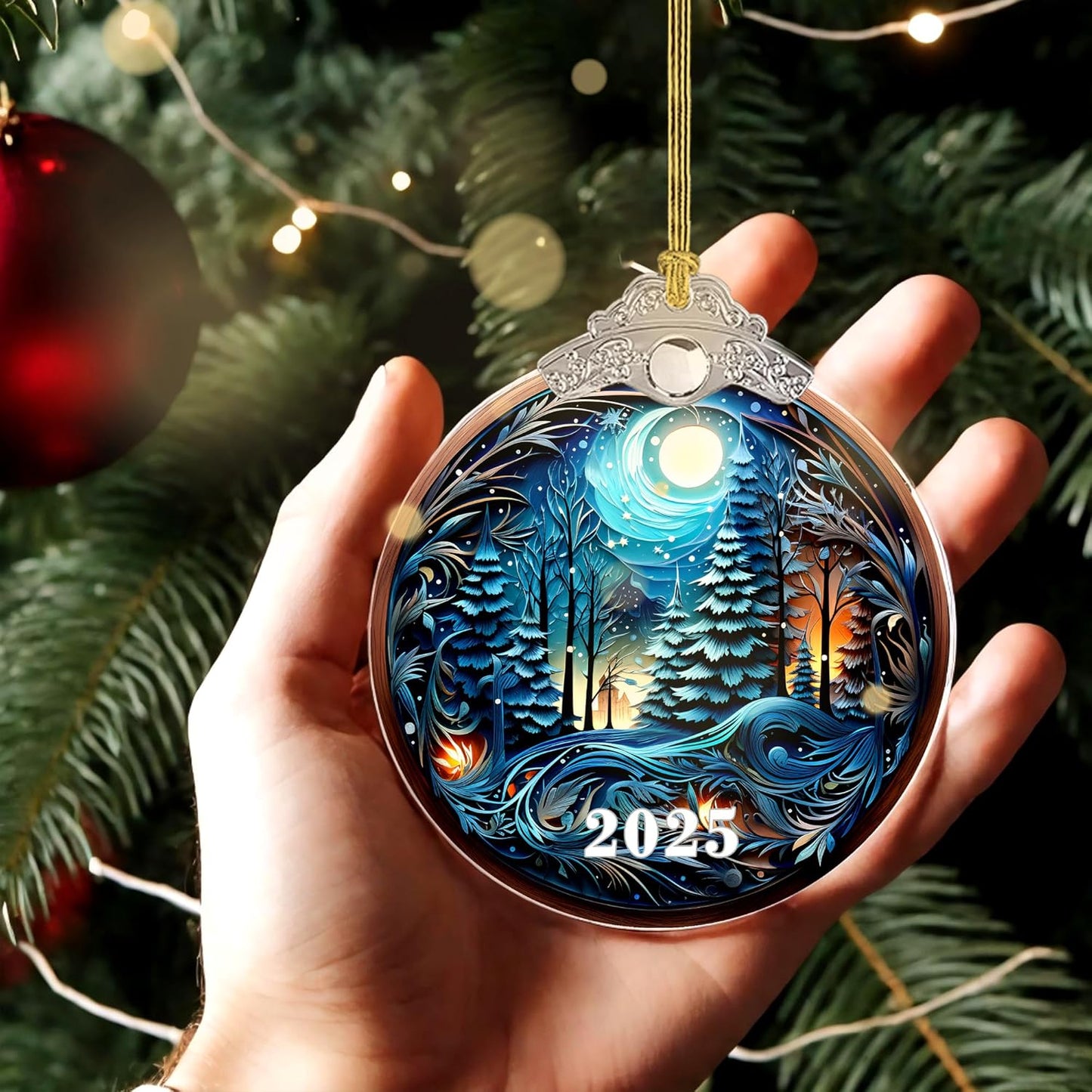 Christmas Tree Acrylic Ornament, Christmas Ornaments 2025, Christmas Ornament, Tree Ornaments, White Elephant Gifts for Adults, Gag Gifts Funny Adult, Christmas Decor (Noel in the Forest)