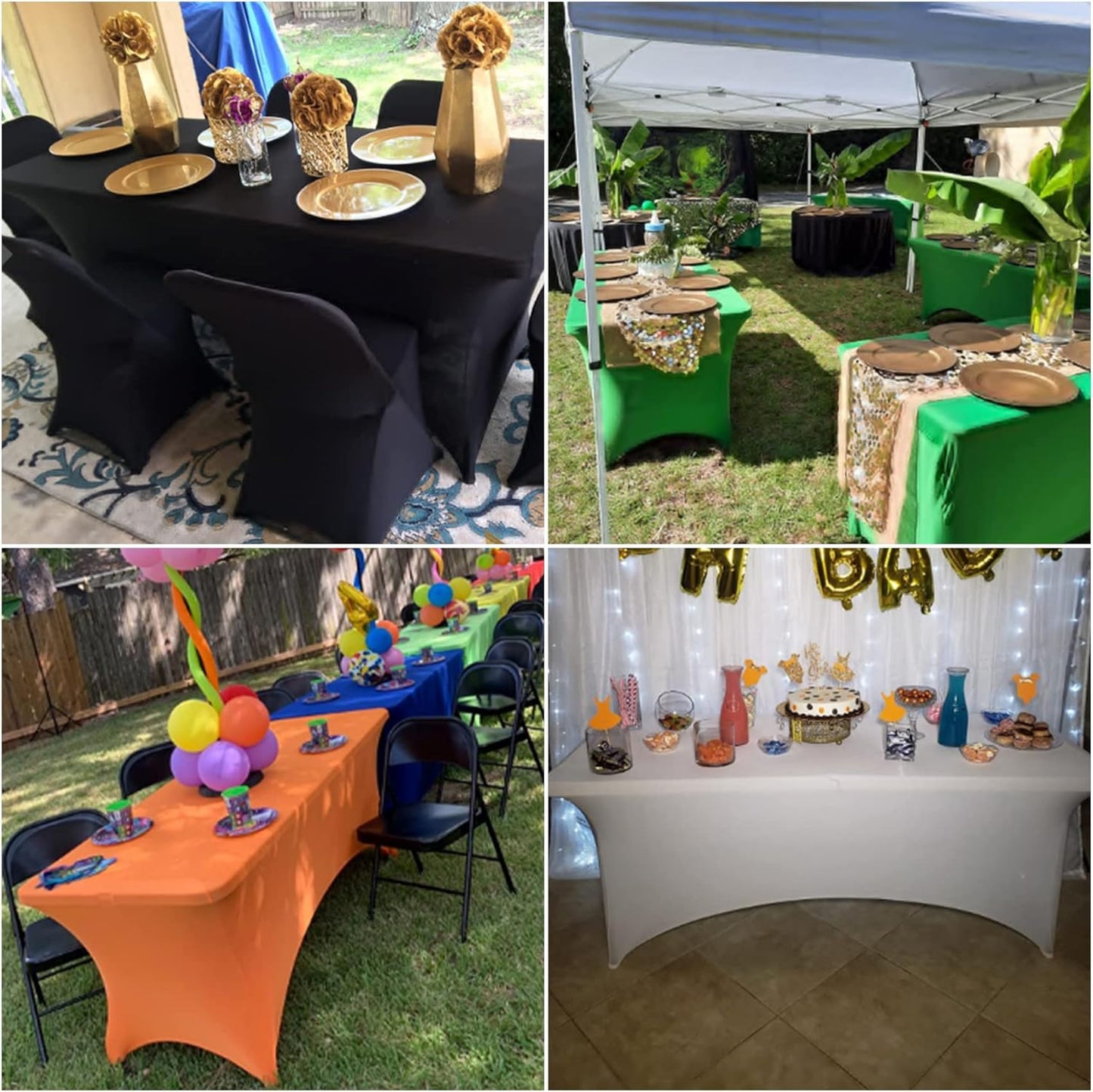 Spandex 8ft Waterproof Table Cover for Party,Wedding, Banquet, and Events(Emerald)