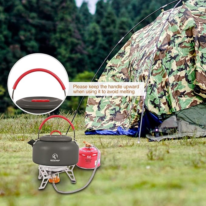 REDCAMP 0.8L Mini Outdoor Camping Kettle, Aluminum Water Pot with Carrying Bag, Lightweight Compact Tea Kettle
