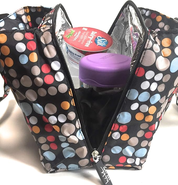 Nicole Miller Insulated Lunch Bag Tote –Open Cooler Ice Bag Lunch Box for Food with Drink Bottle Holder for Women, Men, Picnic, Boating, Beach, Fishing & Work(Bangles Red)