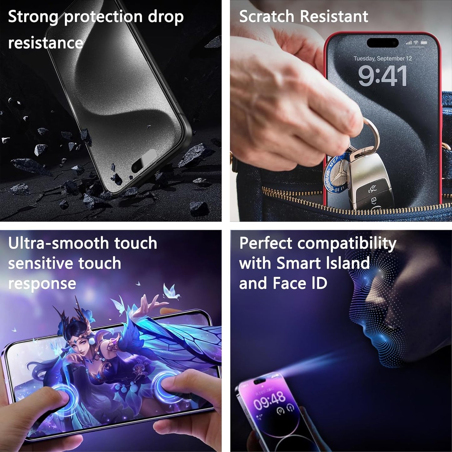 (2-Pack Anti Blue Light Matte Screen Protector for iPhone 12 Pro Max (6.7-Inch),9H Tempered Glass,Anti-Glare,Full Coverage,Anti-Fingerprint,Auto Dust Removal,Bubble-Free