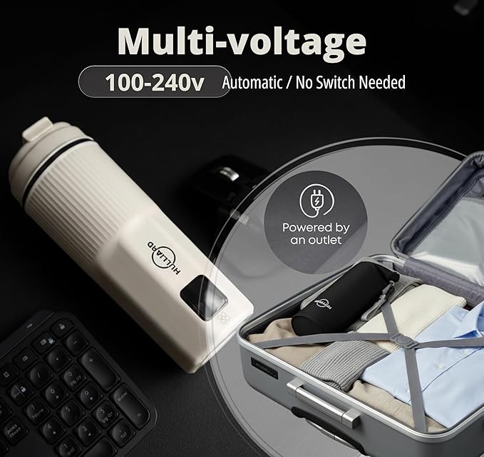 Travel Electric Kettle - 316 Stainless Steel, Portable Tea Kettle & Water Heater, 450ml Portable Water Boiler, 6 Temperature Settings, Auto Shut-Off, Universal Voltage (100-240V)