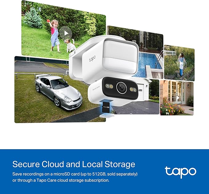 Tapo 2K Outdoor Pan/Tilt Wired Floodlight Security Camera - 1500 Lm Dimmable, 360° AI Motion Tracking, Person/Vehicle Detection, 24/7 Recording, Subscription-Free Local Storage or Optional Cloud, C710