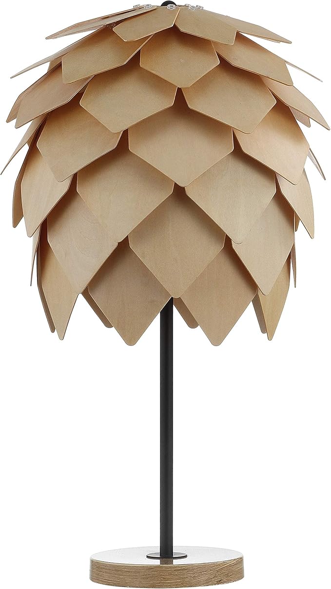 JONATHAN Y 20.5" Natural and Black Pinecone Wood and Metal LED Table Lamp, Contemporary Organic Modern Scandinavian Desk Lamp for Living Room Bedroom, LED Bulb Included JYL6123A