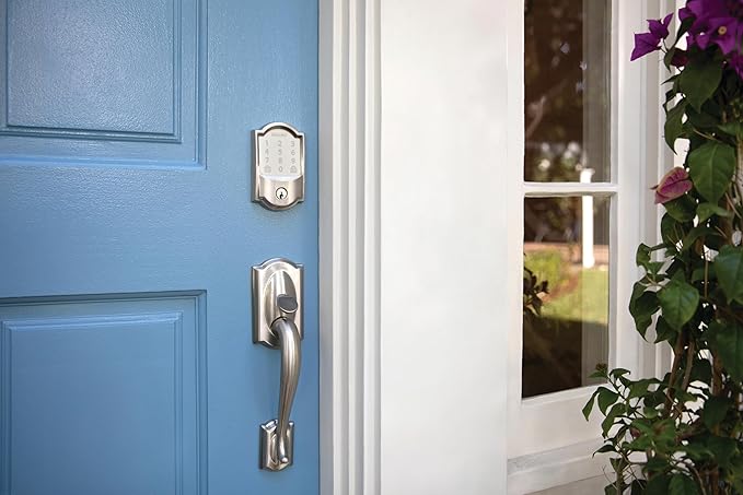 Schlage Encode Smart WiFi Deadbolt Lock for Front Door - Keyless Entry with App or Touchscreen - Works with Alexa, Hey Google, & Airbnb - Create Codes for Guests - Satin Nickel