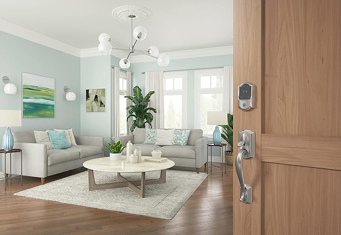 Schlage Encode Plus Smart Wi-Fi Lock for Front Door, Keyless Entry Deadbolt, Unlock with Apple Watch, Built-in WiFi and App Control, Easy Install, Alexa & Apple HomeKit Compatible, Satin Nickel