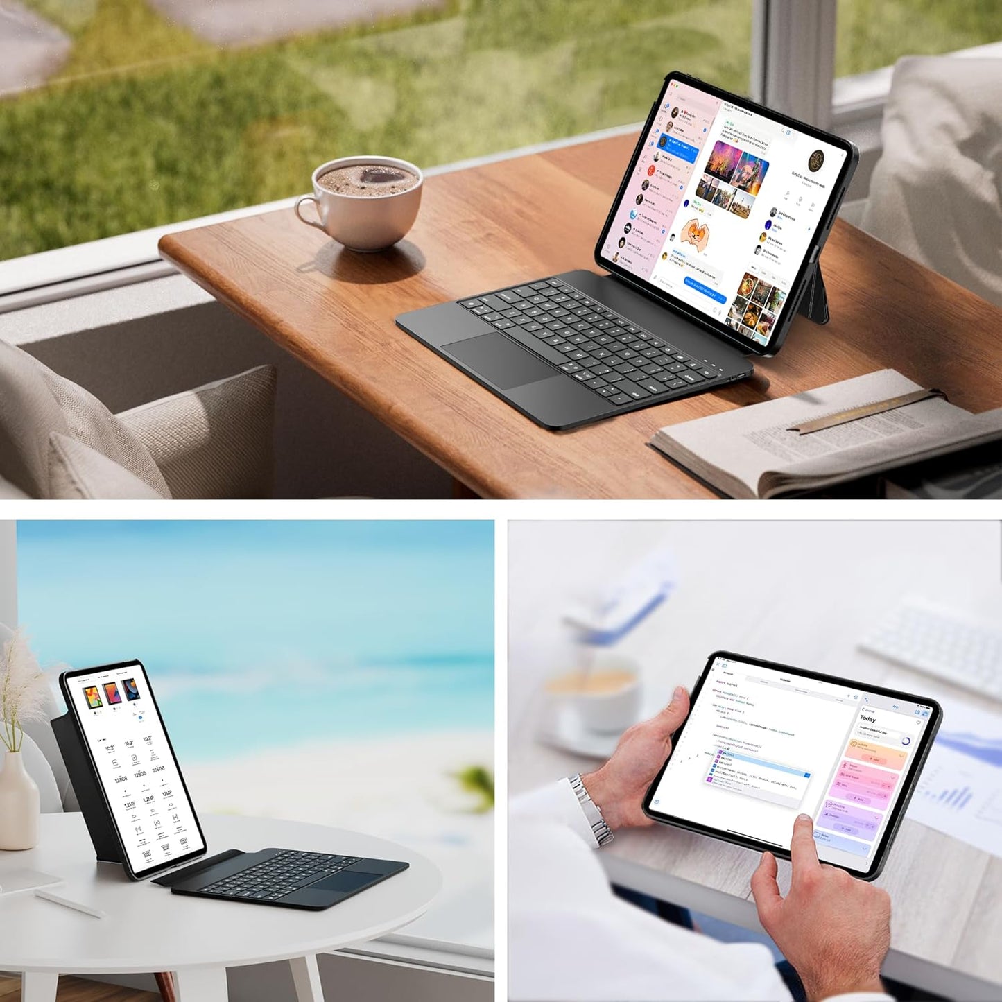 Detachable Keyboard Case for Apple 2025 iPad Air 13-inch (M3-M2) and iPad Pro 12.9-inch (6th-3rd Gen): Wireless Backlit Keyboard with Trackpad, Magnetic Protective Cover