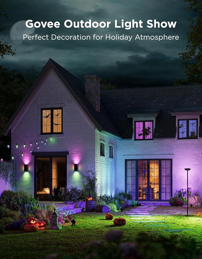 Govee Outdoor UpDown Wall Light, 1 Pack, 1200LM RGBICWW Smart Porch Lights Outdoor with 64 Scene Modes, IP66 Waterproof Wall Sconce for Outdoor Decor, Works with Alexa, Google Assistant and Matter