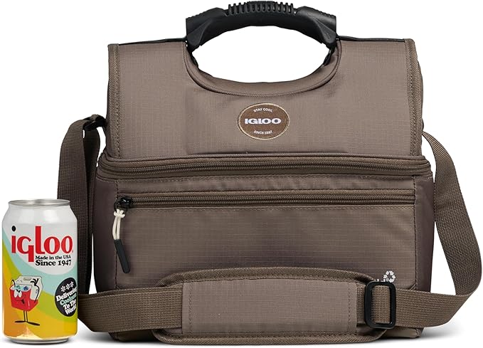 Igloo Gripper Soft Sided Cooler Bag | Insulated Dual Compartment Lunch Cooler