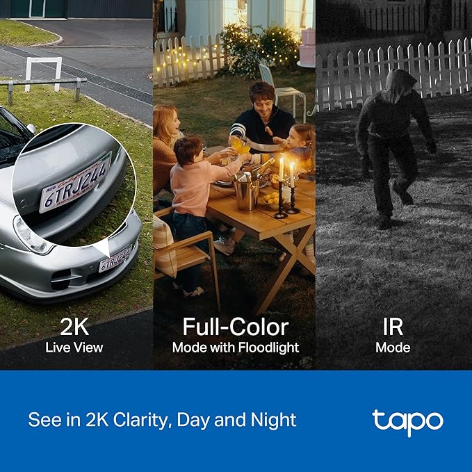 Tapo 2K Outdoor Pan/Tilt Wireless Floodlight Security Camera - Battery Power with Solar, 360º AI Motion Tracking, Person/Vehicle Detection, Subscription-Free Local Storage or Optional Cloud, C615F KIT