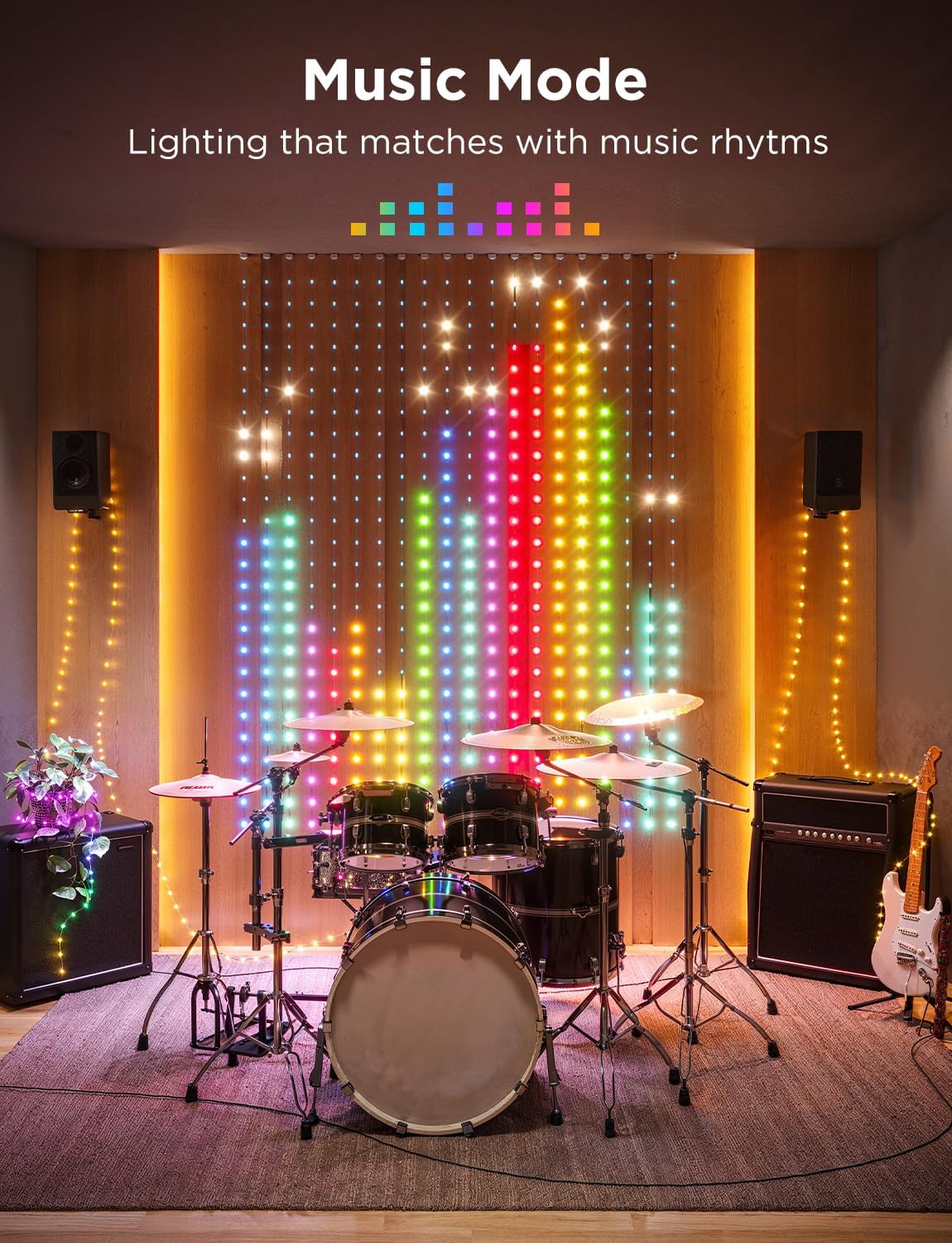 Govee Curtain Lights, Smart LED Color Changing Wall Lights, Dynamic DIY Curtain String Lights for Bedroom Living Room Holiday Decor, Outdoor IP65 Waterproof,4.9x6.6ft, 520 RGBIC LED