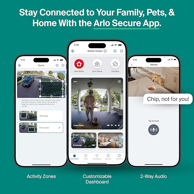 Arlo Essential Security Camera Wireless Outdoor 2K (3rd Gen, 2025 Release) - Battery Power, Person Recognition, Package Detection, Animated Preview, 1-Month Trial of Secure Plan, 2 Cam, White
