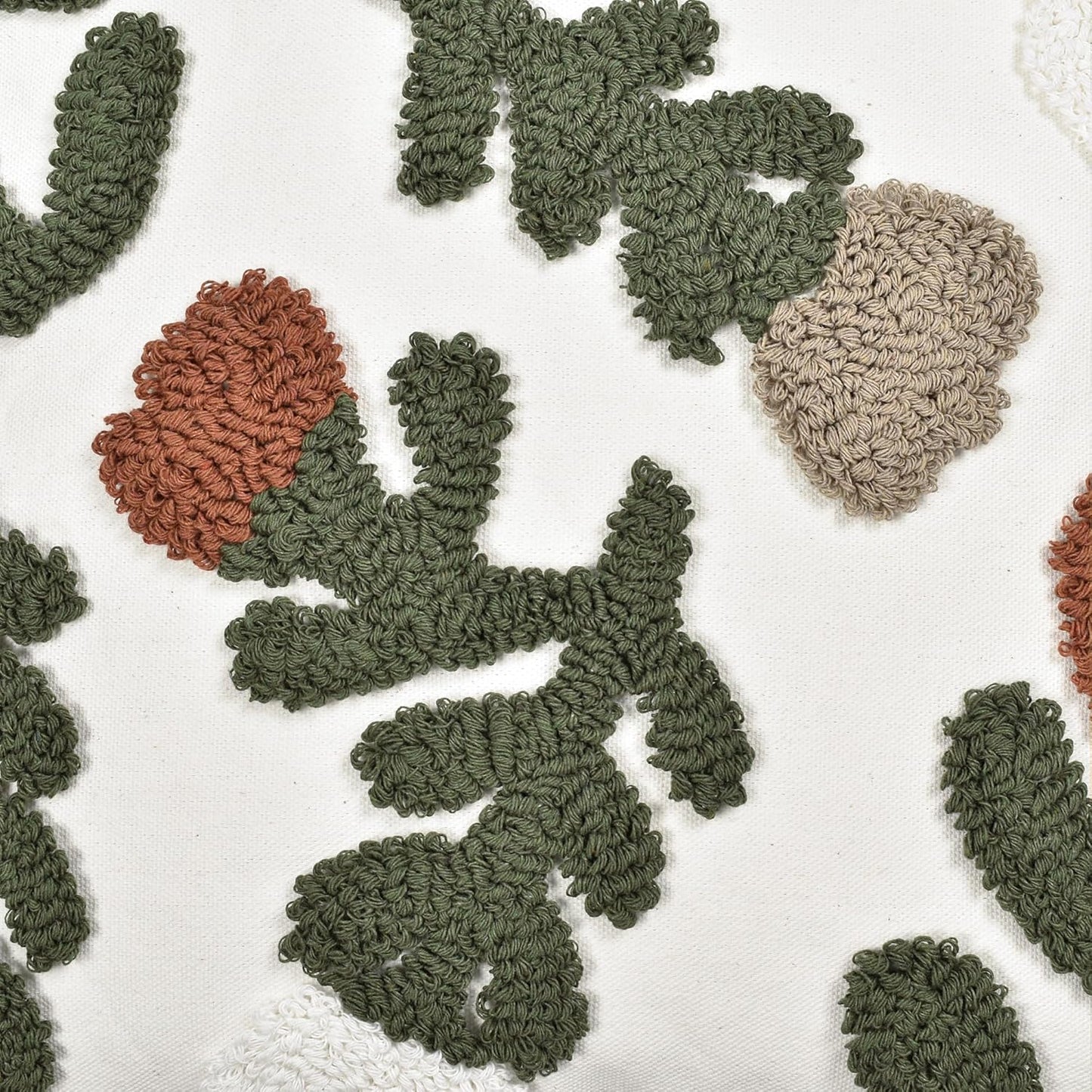 Boho Pillow Covers 18X18 Inch Boho Tufted Throw Pillow Covers Decorative Tassels Cushion Cover Farmhouse Pillow Case for Couch Sofa Bed Living Room Bedroom, Rust Floral