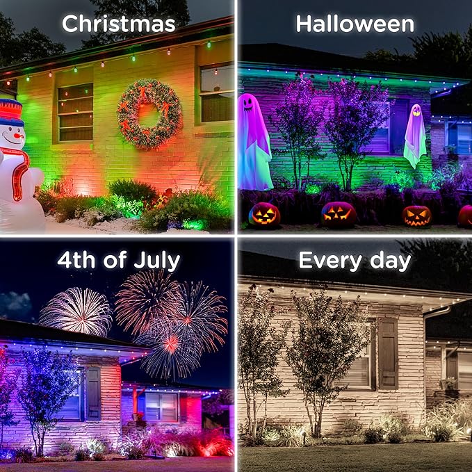 Enbrighten Vibe Eternity Landscape Lights, 33ft, 8 RGBWIC LEDs, Weatherproof, Perfect for Garden, Pathway, and Home Exterior Lighting, Smart App Control, Compatible with Alexa, Google Home, 83789