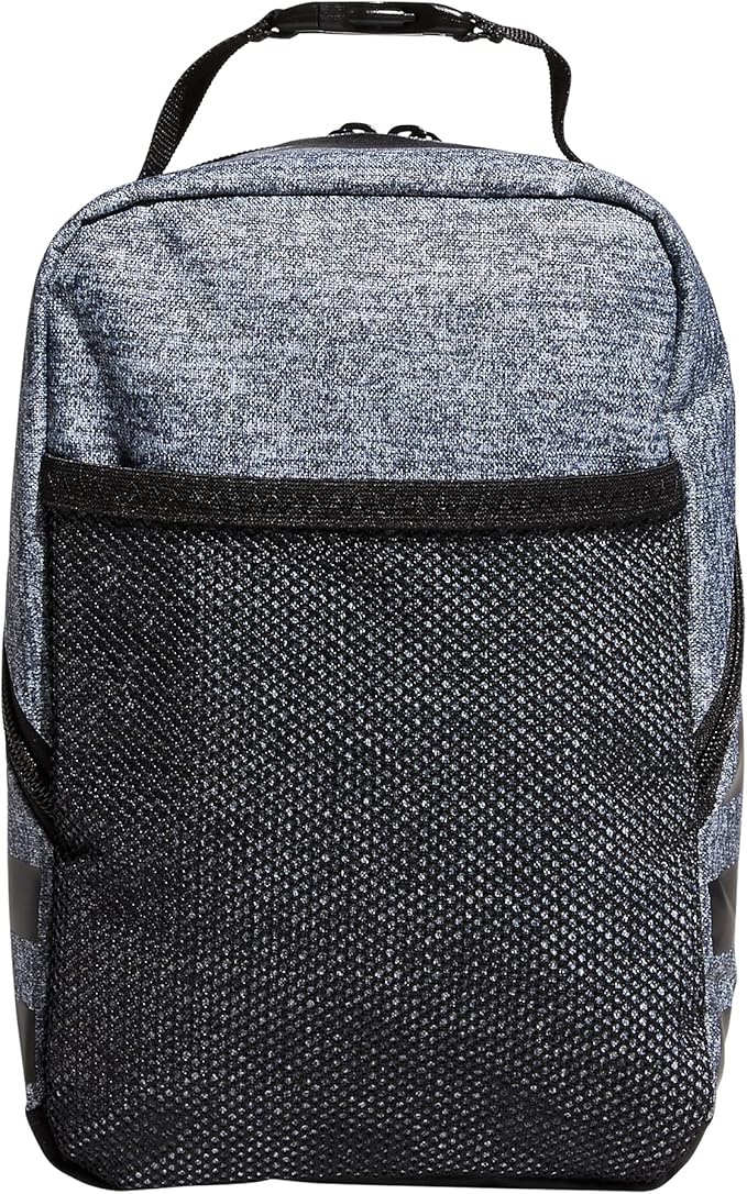 adidas Santiago Lunch Bag Cooler for Women and Men, Insulated Food Container Box with Mesh Pocket, Jersey Onix Grey/Black/2.0, One Size