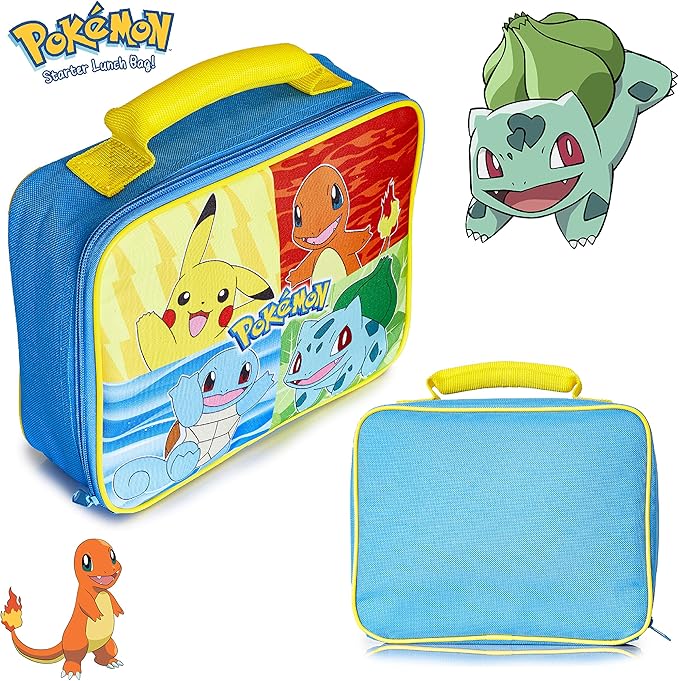 Pokemon Insulated Lunch Bag - Pikachu Lunch Case for School, Travel, Days Out (Yellow/Multi)
