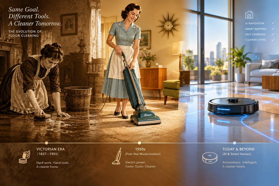 From Hands and Knees to AI Navigation: The History of Floor Cleaning