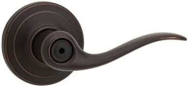 Kwikset Tustin Interior Privacy Door Handle with Lock, Metal, Door Lever For Bathroom and Bedroom, Venetian Bronze Reversible Keyless Turn Lock, with Microban Protection