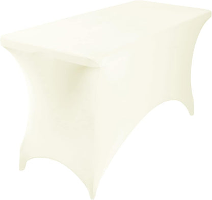 2Pack Spandex Waterproof Table Covers 4ft，Spandex 4ft Waterproof Table Cover for Party,Wedding, Banquet, and Events(Ivory)