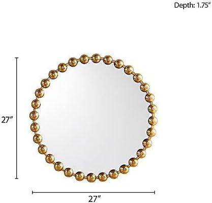 Madison Park Round Mirror, Metal Frame Circle Mirror 27 inch, Wall Art Decor Mounted Hanging for Entryway, Bathroom, hallway, Living Room, Vanity, Marlowe, Gold