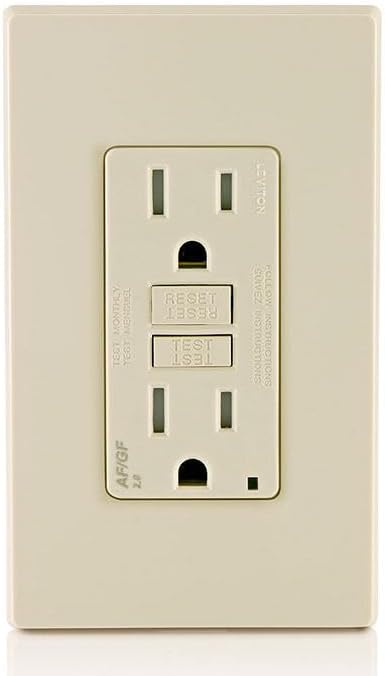 Leviton Dual-Function AFCI/GFCI Outlet, 15 Amp, Self Test, Tamper-Resistant with LED Indicator Light, Protection from Both Electrical Shock and Electrical Fires in One Device, AGTR1-T, Light Almond