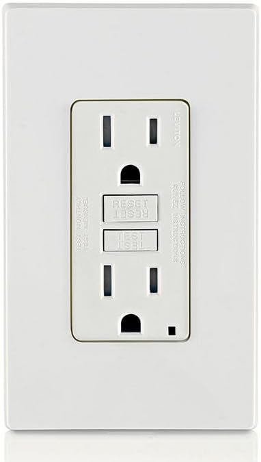Leviton GFCI Outlet, 15 Amp, Self Test, Tamper-Resistant with LED Indicator Light, Protection from Electric Shock and Electrocution, GFTR1-W, White