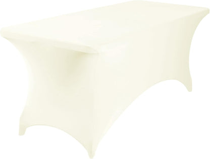 Spandex 6ft Waterproof Table Cover for Party,Wedding, Banquet, and Events(Ivory)