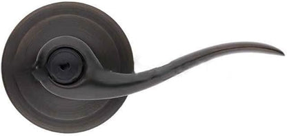 Kwikset Tustin Interior Privacy Door Handle with Lock, Metal, Door Lever For Bathroom and Bedroom, Venetian Bronze Reversible Keyless Turn Lock, with Microban Protection