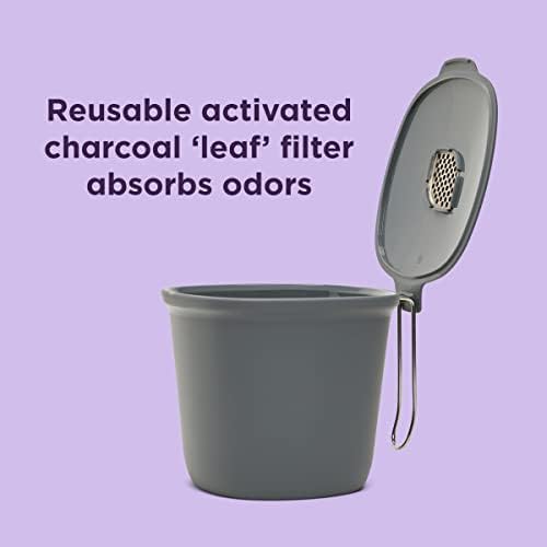 Chef'n Compost Bin 0.85 Gallon with Odor-Absorbing Charcoal Filter - Dual-Bin Design for Kitchen Trash Can Use, Compact Garbage Bin for Countertop or Under-Sink Storage, Easy One-Hand Operation