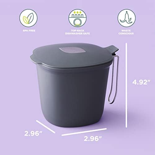 Chef'n Compost Bin 0.85 Gallon with Odor-Absorbing Charcoal Filter - Dual-Bin Design for Kitchen Trash Can Use, Compact Garbage Bin for Countertop or Under-Sink Storage, Easy One-Hand Operation