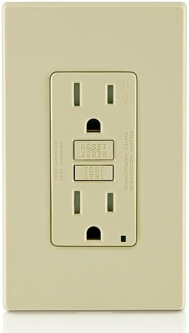 Leviton GFCI Outlet, 15 Amp, Self Test, Tamper-Resistant with LED Indicator Light, Protection from Electric Shock and Electrocution, GFTR1-I, Ivory