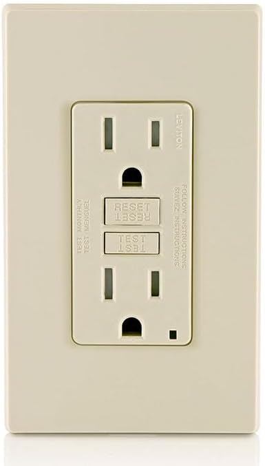 Leviton GFCI Outlet, 15 Amp, Self Test, Tamper-Resistant with LED Indicator Light, Protection from Electric Shock and Electrocution, GFTR1-T, Light Almond