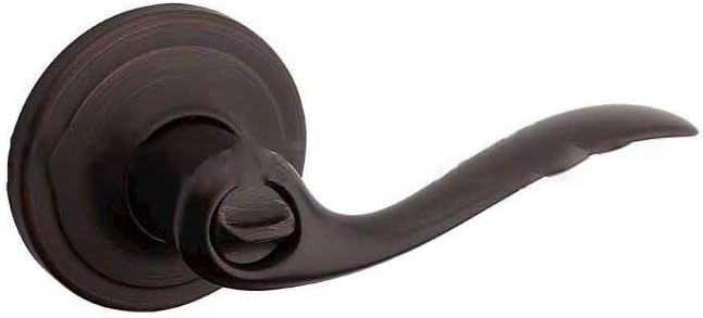 Kwikset Tustin Interior Privacy Door Handle with Lock, Metal, Door Lever For Bathroom and Bedroom, Venetian Bronze Reversible Keyless Turn Lock, with Microban Protection