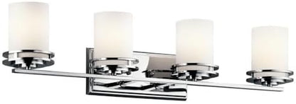 Kichler Hendrik 33.75" 4 Light Vanity Light with Satin Etched Cased Opal Chrome