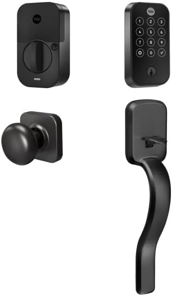 Yale Assure Lock 2 Touch Deadbolt, Black Suede Keyed Smart Entry Door Lock with Ridgefield Handle and Wi-Fi Connected Touchscreen Keypad and Fingerprint Scanner for Code Entry, B-YRD420-F-WF1-RX-BSP