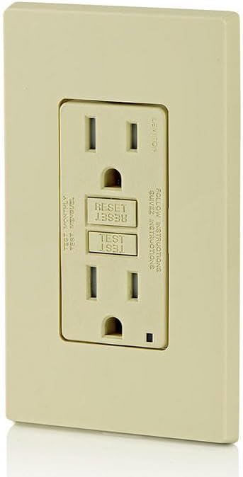 Leviton GFCI Outlet, 15 Amp, Self Test, Tamper-Resistant with LED Indicator Light, Protection from Electric Shock and Electrocution, GFTR1-I, Ivory
