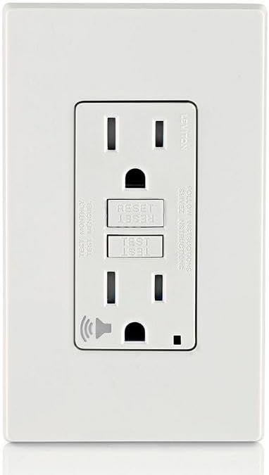 Leviton GFCI Outlet with Audible Alarm, 15 Amp, Self Test, Tamper-Resistant with LED Indicator Light, Great for Refrigerators in Garages, GFTA1-W, White
