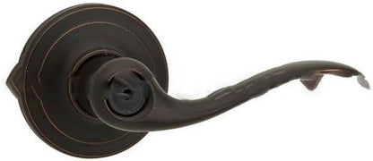 Kwikset Tustin Interior Privacy Door Handle with Lock, Metal, Door Lever For Bathroom and Bedroom, Venetian Bronze Reversible Keyless Turn Lock, with Microban Protection