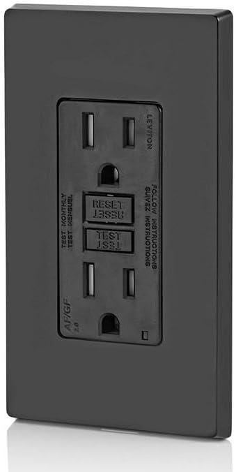 Leviton Dual-Function AFCI/GFCI Outlet, 15 Amp, Self Test, Tamper-Resistant with LED Indicator Light, Protection from Both Electrical Shock and Electrical Fires in One Device, AGTR1-E, Black