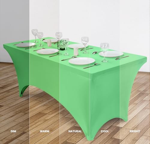 Utopia Kitchen 6FT Spandex Tablecloth [1 Pack, Bright Green] 200 GSM Stretch, Fitted, Washable and Wrinkle Resistant Table Cloth Rectangle Cover for Trade Shows, Wedding, Parties [72Lx30Wx30H Inch]