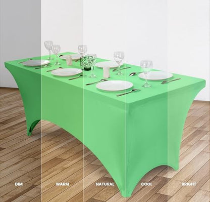 Utopia Kitchen 6FT Spandex Tablecloth [1 Pack, Bright Green] 200 GSM Stretch, Fitted, Washable and Wrinkle Resistant Table Cloth Rectangle Cover for Trade Shows, Wedding, Parties [72Lx30Wx30H Inch]