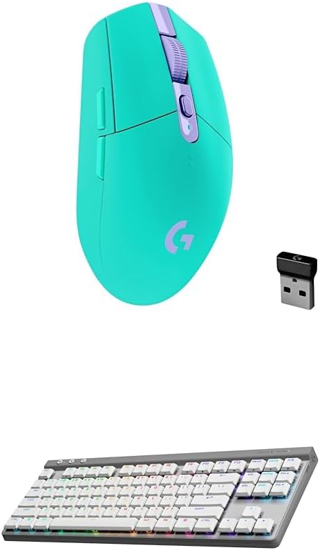 Logitech G305 Lightspeed Wireless Gaming Mouse (Mint) + G515 TKL Wireless Gaming Keyboard (Tactile, White) Bundle