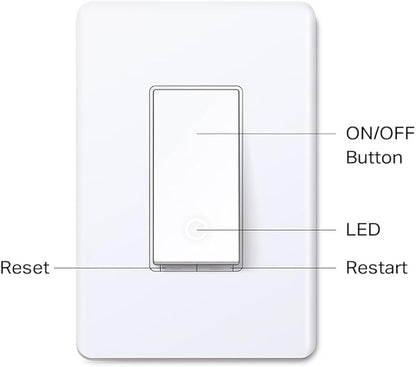 TP-Link Tapo Smart Switch, Single-Pole/3-Way/4-Way, Matter Compatible, Energy Monitoring, Neutral Wire Required, Works with Alexa, Siri, Google Home, SmartThings, UL Certified, 2.4GHZ Wi-Fi, Tapo S515