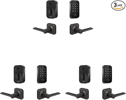 Yale Assure Lock 2 Keypad with Bluetooth and Valdosta Lever in Black Suede (Pack of 3)