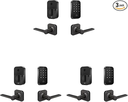 Yale Assure Lock 2 Keypad with Bluetooth and Valdosta Lever in Black Suede (Pack of 3)