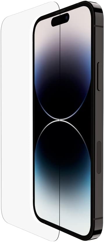 Belkin TemperedGlass iPhone 14 Pro Screen Protector - iPhone 14 Pro Accessories - Easy Application With Installation Guide Tray - Tempered Glass Antimicrobial Screen Protector - 9H Hardness Tested